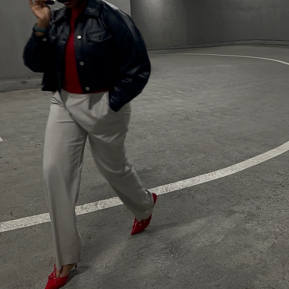 Short leather-effect jacket - Picture 3 of 13